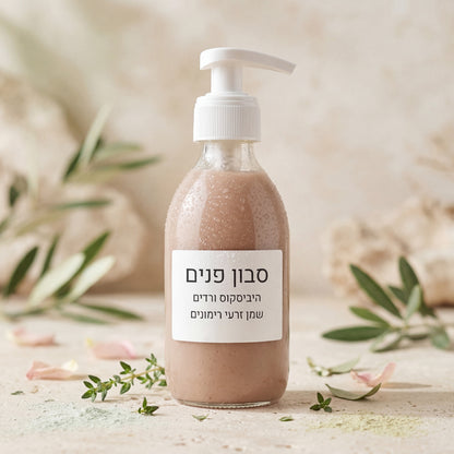 סבון פנים ורד 200 מ״ל – טבעי, עדין ומזין לעור יבש ורגיש